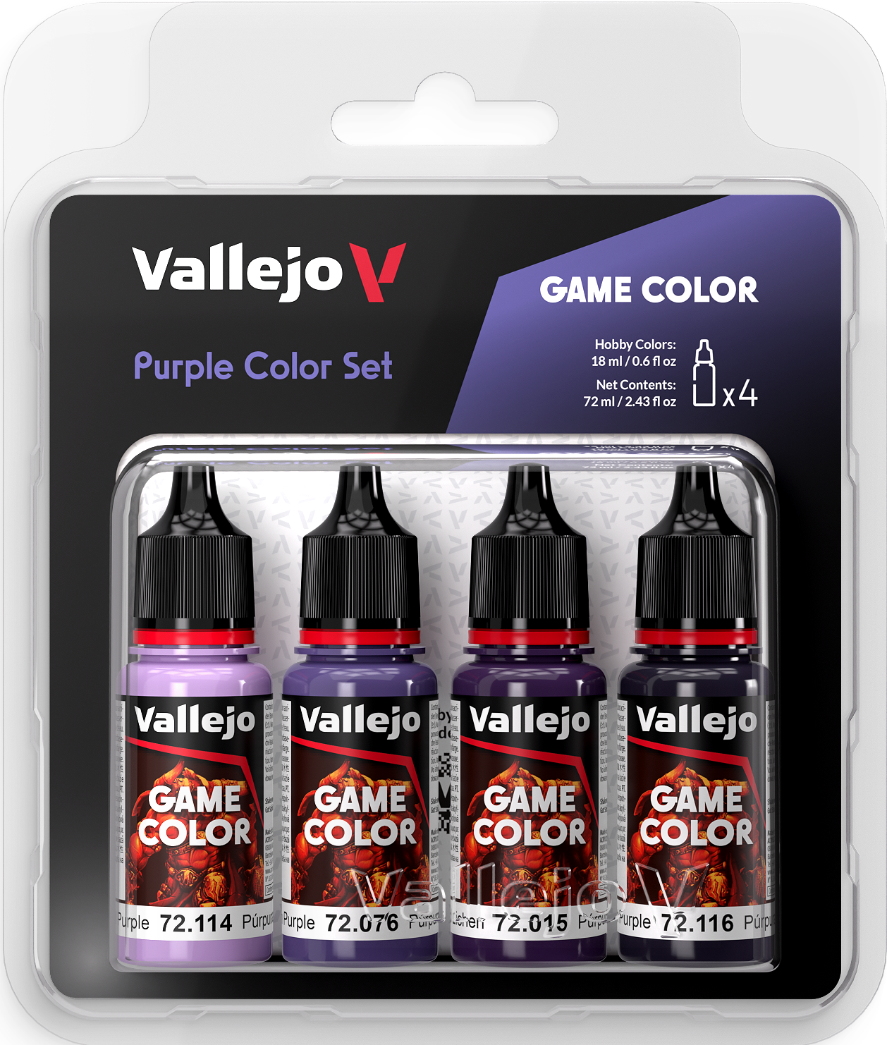 Vallejo Paint Game Color Paint Set in Plastic Storage Case (72