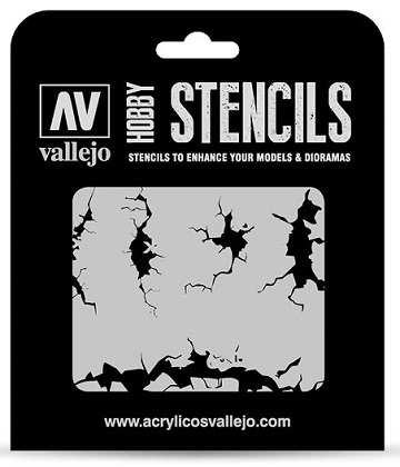 Vallejo Hobby Stencils: CRACKED WALL 