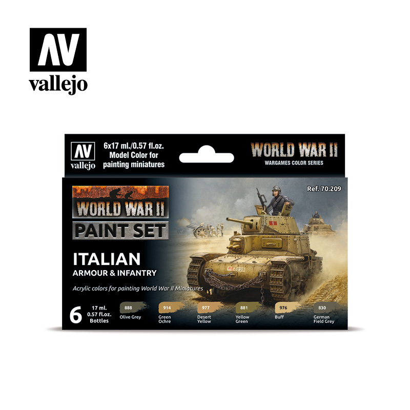 Vallejo Model Color Set: 70209: WWII Italian Armour and Infantry 