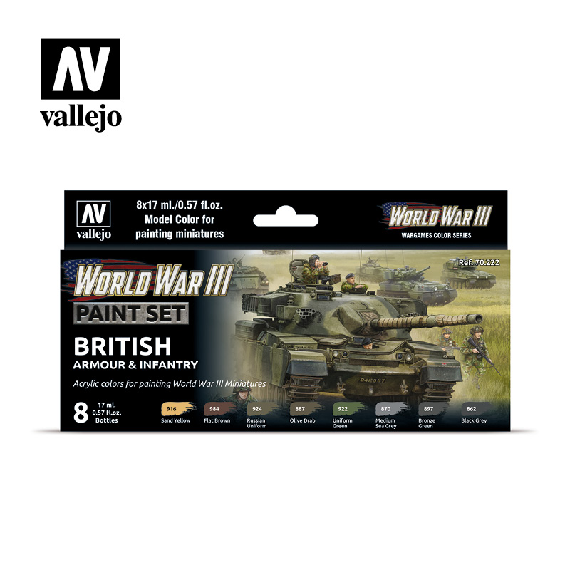 Vallejo Model Color Set: 70222: British Armour & Infantry 