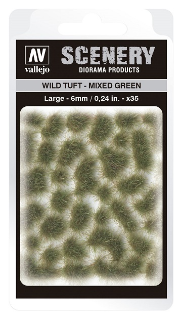 Vallejo Scenery Diorama Products: WILD TUFT- MIXED GREEN (Large 6mm) 