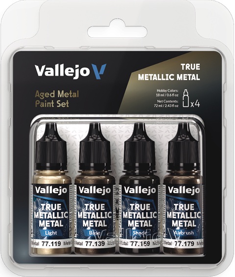 Vallejo True Metallic Metal: Aged Metal Paint Set 