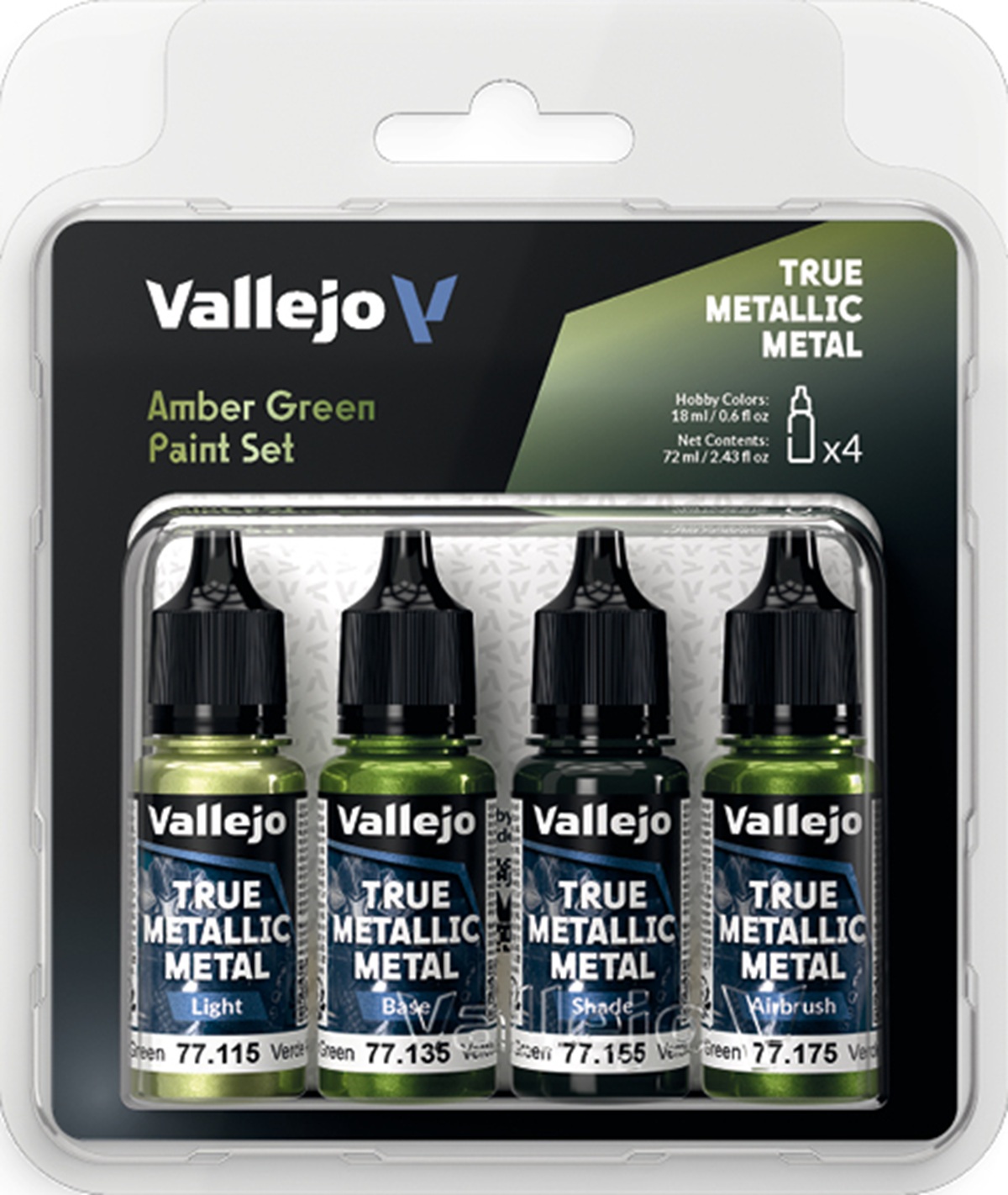 Vallejo True Metallic Metal: AMBER GREEN PAINT SET 