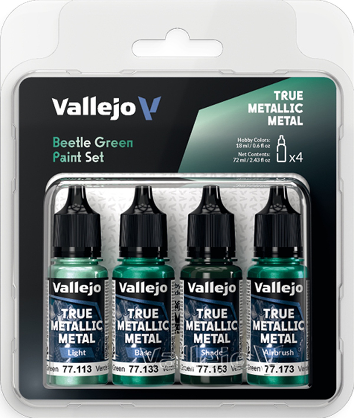 Vallejo True Metallic Metal: BEETLE GREEN PAINT SET 