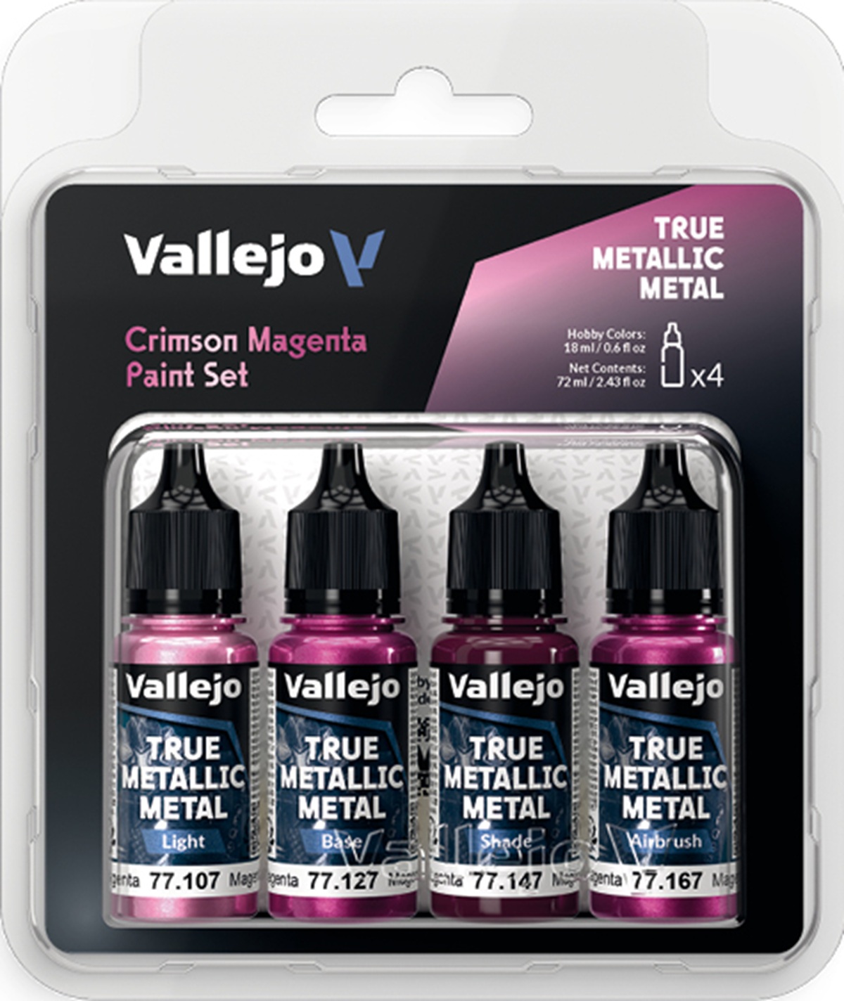 Vallejo True Metallic Metal: CRIMSON MAGENTA PAINT SET 