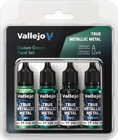 Vallejo True Metallic Metal: Dusken Green Paint Set 