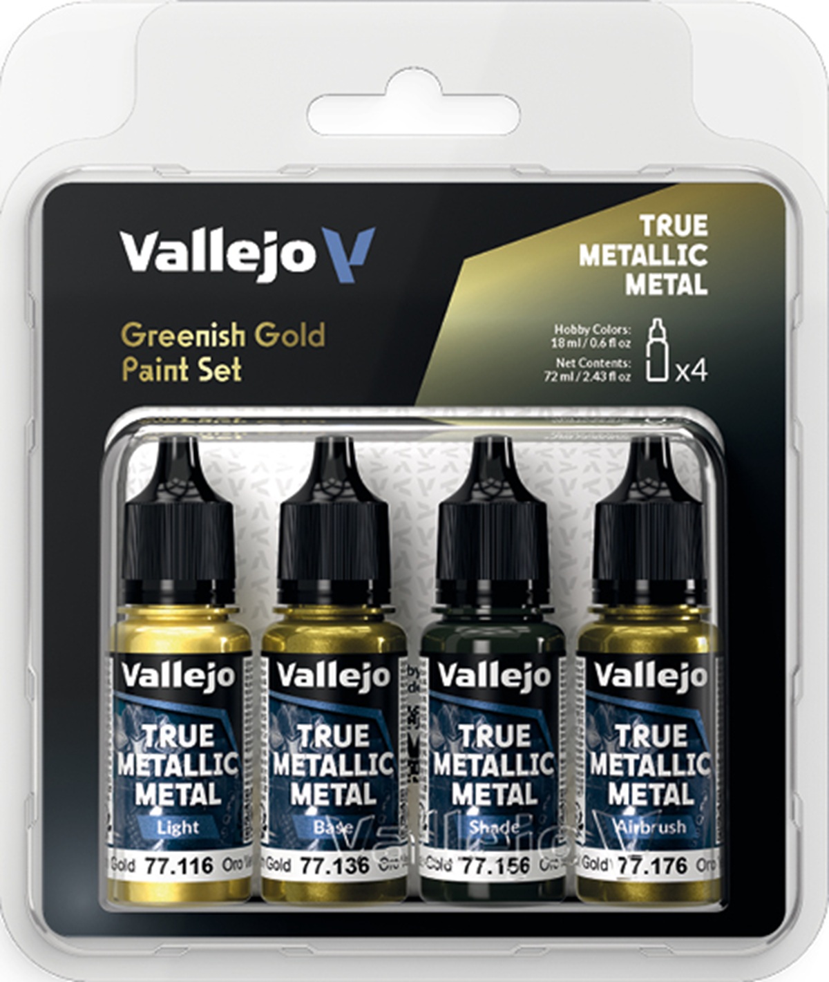 Vallejo True Metallic Metal: GREENISH GOLD PAINT SET 