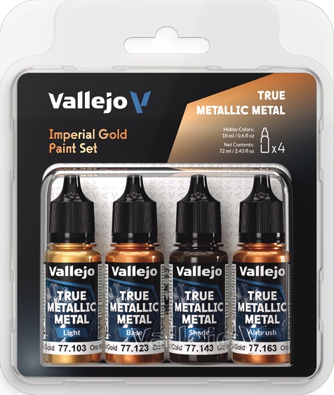 Vallejo True Metallic Metal: Imperial Gold Paint Set 
