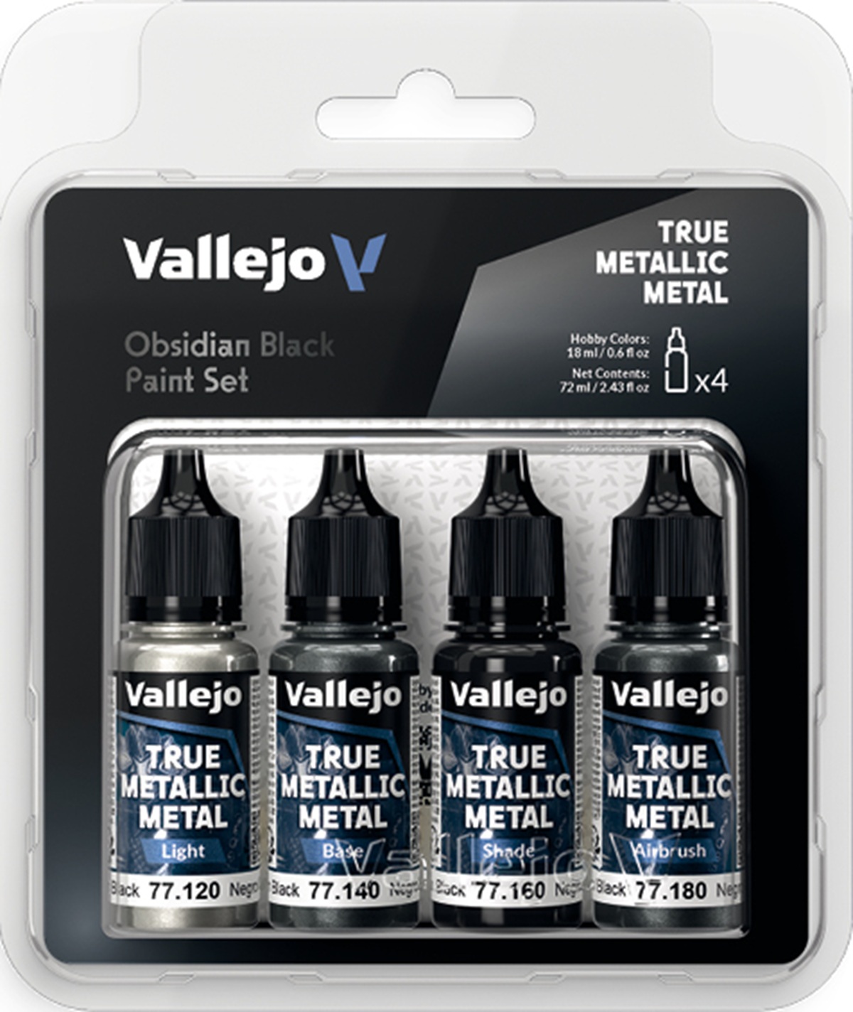 Vallejo True Metallic Metal: OBSIDIAN BLACK PAINT SET 