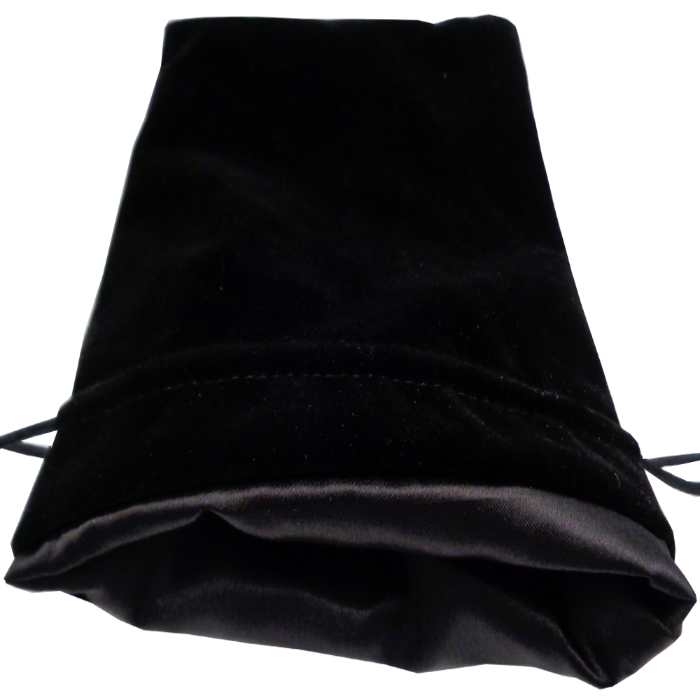 Velvet Dice Bag: Large (6" x 8"): Black with Black Satin 