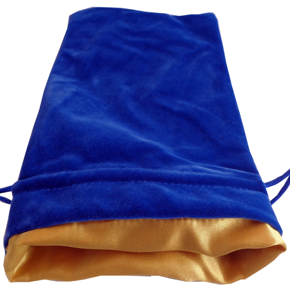 Velvet Dice Bag: Large (6" x 8"): Blue with Gold Satin 