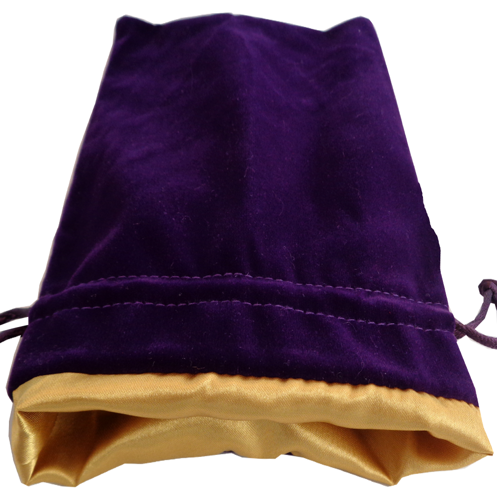 Velvet Dice Bag: Large (6" x 8"): Purple with Gold Satin  
