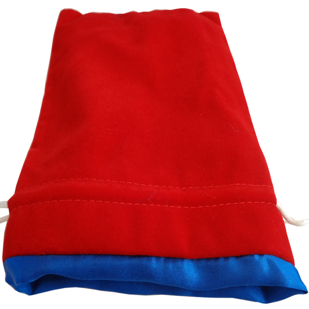 Velvet Dice Bag: Large (6" x 8"): Red with Blue Satin 