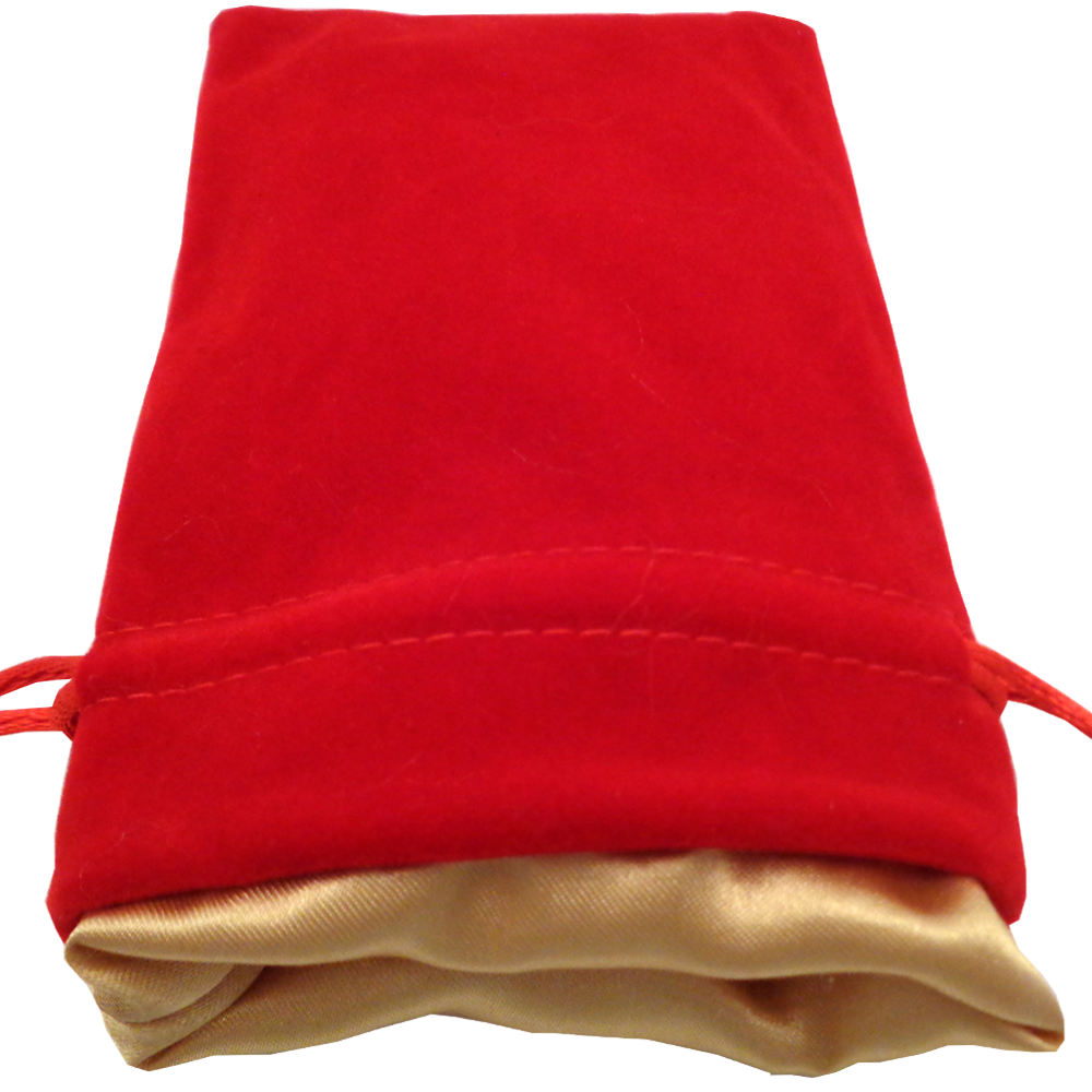 Velvet Dice Bag: Small (4" x 6"): Red with Gold Satin 