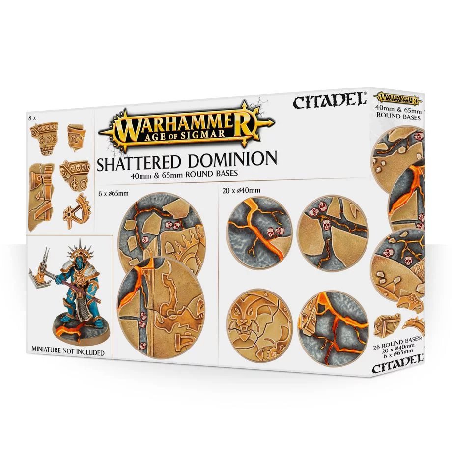 Warhammer Age of Sigmar: Shattered Dominion Bases- 40mm & 65mm Round Bases 