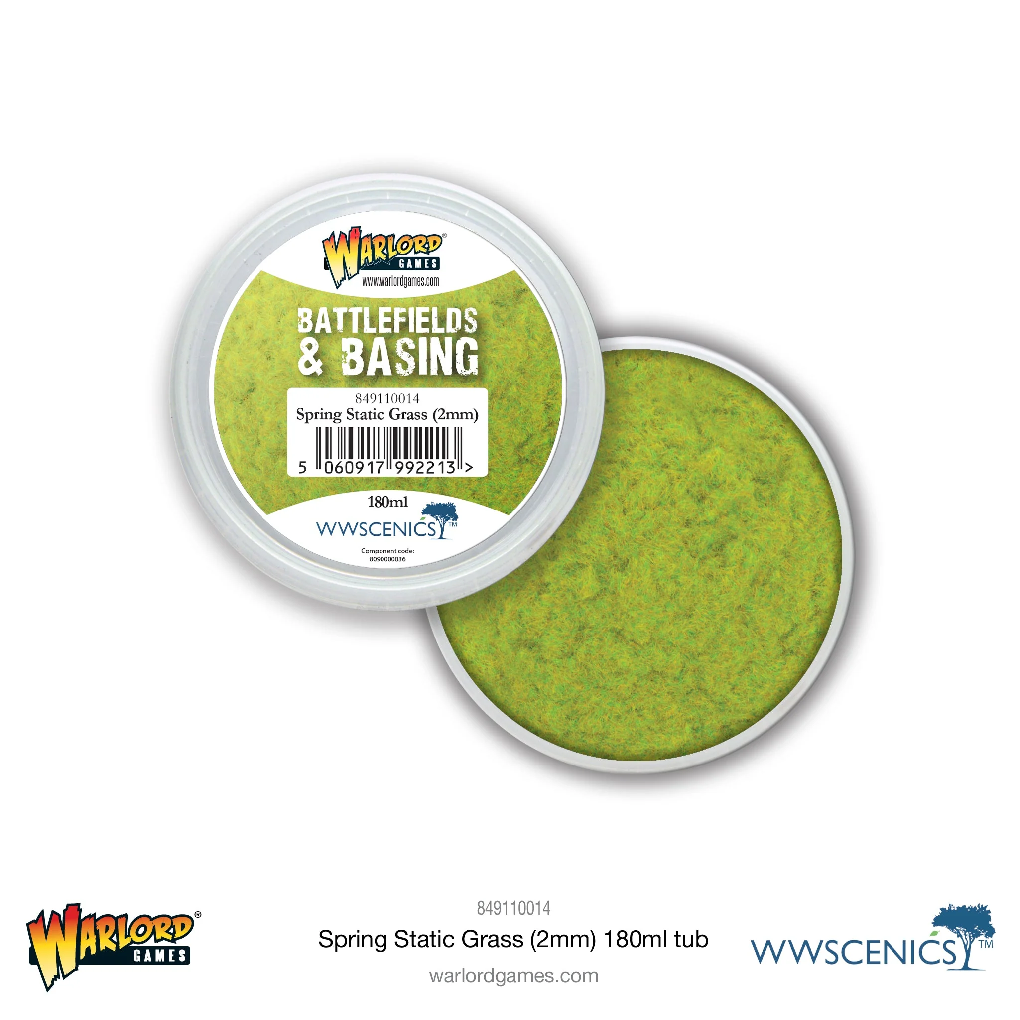 Warlord Games: Battlefields & Basing: Spring 2mm Static Grass (180ml) 