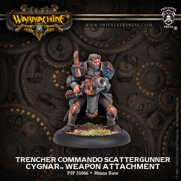 Warmachine: Cygnar (31066): CYGNAR TRENCHER COMMANDO SCATTERGUNNER 
