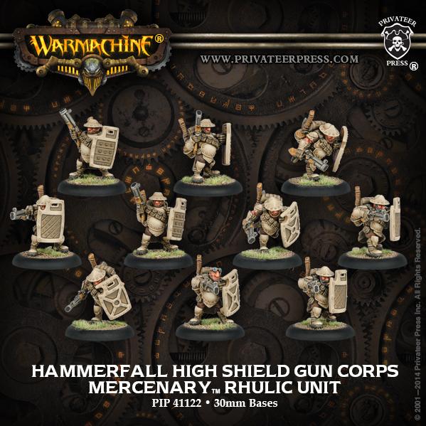 Warmachine: Mercenaries (41122): Hammerfall High Shield Gun Corps Mercenary Rhulic Unit 