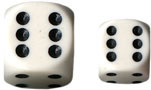 Chessex (25601): D6: 16mm: Opaque: White/Black 