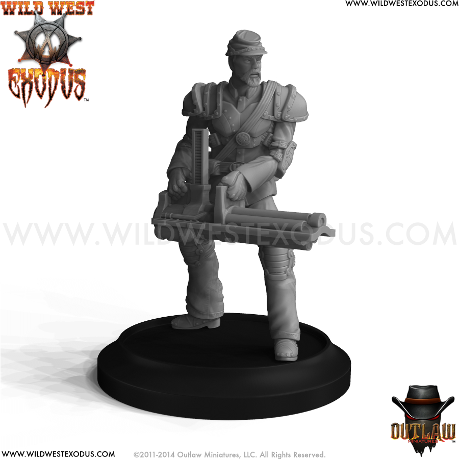 Wild West Exodus Union: Line Troop with Heavy Weapon Gatling Gun (Light Support) 