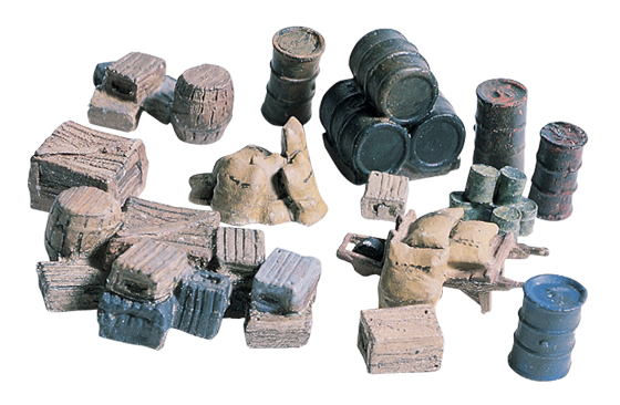 Woodland Scenics: Crates Barrels Sacks HO Scale Kit 