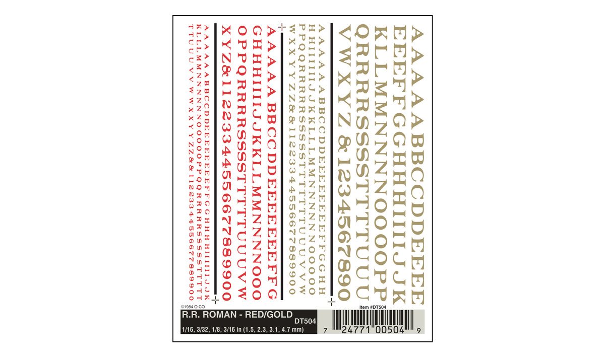 Woodland Scenics: Dry Transfer Decal - RR Roman Red/Gold 