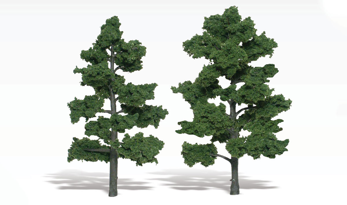 Woodland Scenics: Ready Made Realistic Trees: Medium Green- 2 Trees (6" - 7") 