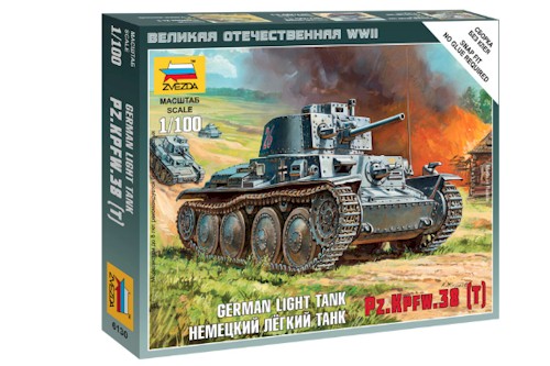 Zvezda Military 1/100 Scale: Snap Kit: German 38t Tank 