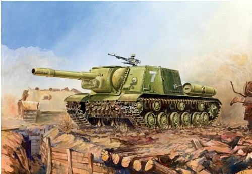 Zvezda Military 1/100 Scale: Snap Kit: Soviet Self Propelled Gun ISU-152 