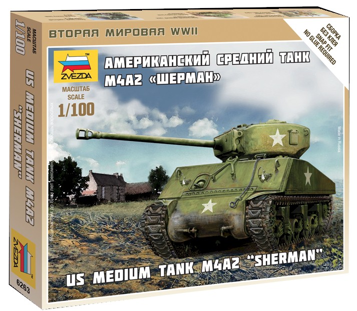 Zvezda Military 1/100 Scale: Snap Kit: US Sherman M-4 