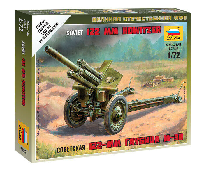 Zvezda Military 1/72 Scale: Snap Kit: Soviet M-30 122mm Howitzer 