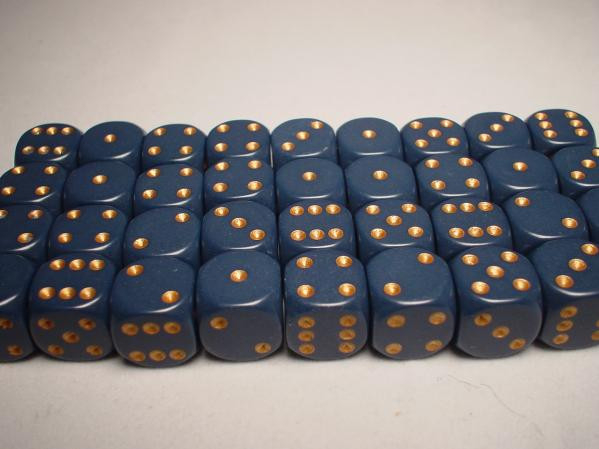 Chessex (25826): D6: 12mm: Opaque: Dusty Blue/Copper 