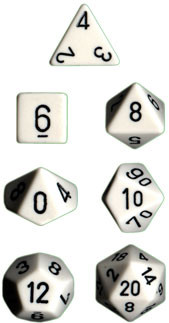 Chessex (25401): Polyhedral 7-Die Set: Opaque: White/Black 