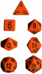 Chessex (25403): Polyhedral 7-Die Set: Opaque: Orange/Black 
