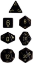 Chessex (25428): Polyhedral 7-Die Set: Opaque: Black/Gold 