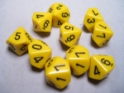 Chessex (26202): D10: Opaque: Yellow/Black 