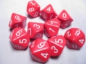 Chessex (26204): D10: Opaque: Red/White 