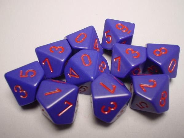 Chessex (26217): D10: Opaque: Purple/Red 