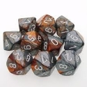 Chessex (26224): D10: Gemini: Copper Steel/White 