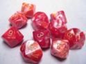 Chessex (26243): D10: Gemini: Red White/Gold 