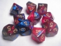 Chessex (26247): D10: Gemini: Blue Magenta/Gold 