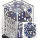 Chessex (26623): D6: 16mm: Gemini: Blue Steel/White 