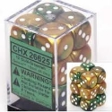 Chessex (26625): D6: 16mm: Gemini: Gold Green/White 