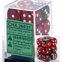 Chessex (26631): D6: 16mm: Gemini: Green Red/White 