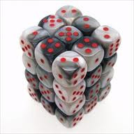 Chessex (26821): D6: 12mm: Gemini: Black White/Red 