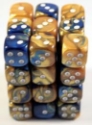 Chessex (26822): D6: 12mm: Gemini: Blue Gold/White 