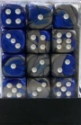 Chessex (26823): D6: 12mm: Gemini: Blue Steel/White 