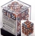 Chessex (26824): D6: 12mm: Gemini: Copper Steel/White 