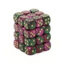 Chessex (26834): D6: 12mm: Gemini: Green Purple/Gold 