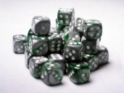 Chessex (26841): D6: 12mm: Gemini: Green Steel/White 